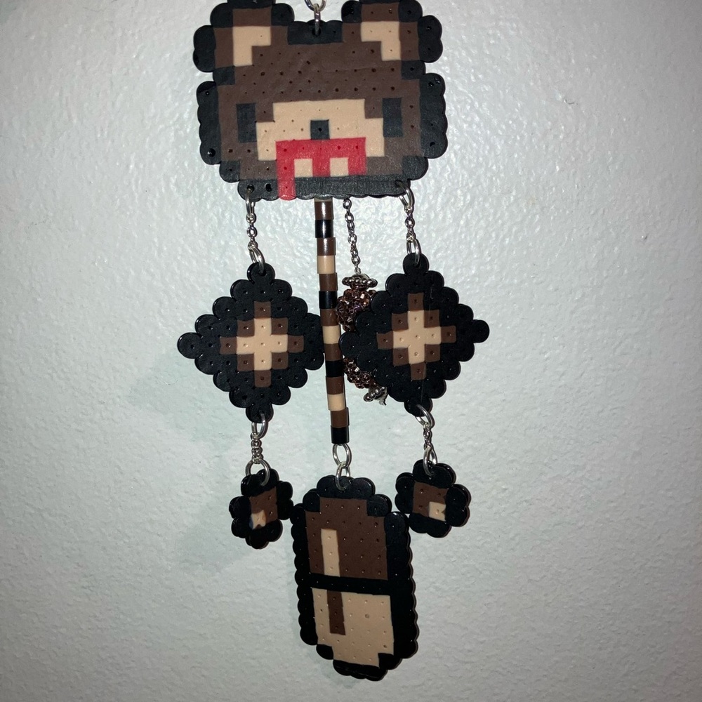 🧸 Brown Pixel Art Gloomy Bear Keychain